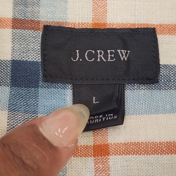 J. Crew Men's Blue Red Plaid Short Sleeve Shirt Button Front, sz LG - Picture 2 of 16
